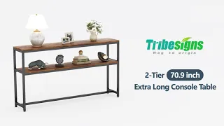 Tribesigns 70 9 inch Extra Long Sofa Table 2-Tier Console Table Behind Sofa Couch Narrow C0378