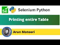 Printing the entire Table using Selenium Python Selenium Python