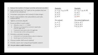 8 6 Improving complex models - search method warm start and pre-solving