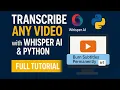 Transcribe Any with Whisper AI Python Burn Subtitles Permanently Full Tutorial