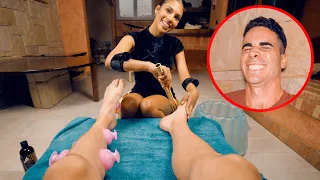 ASMR تدليك صيني إضافي مريح للظهر والرقبة والكتف والقدم مع الحجامة والكي 