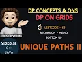 Unique Paths II Recursion Memo Bottom Up Leetcode 63 DP On Grids codestorywithMIK