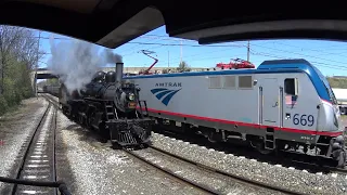 Amtrak Passes Strasburg Steam Locomotive at Paradise PA