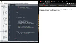 Parse error syntax error unexpected index T - STRING expecting or in C xampp fixed