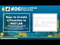 How to Create a Function in MATLAB