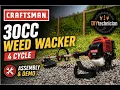 DIY How to Assemble a Craftsman 4 cycle Weed Wacker Step by Step Tutorial First Time Use Results