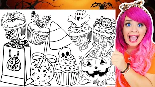 Coloring Halloween Treats Coloring Pages Candy Corn Cupcakes Caramel Apple Halloween Candy