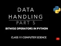 Bitwise Operators in Python Data Handling Class 11 CBSE Computer Science