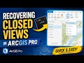 ArcGIS Pro How to Recover a Closed Map or Layout View