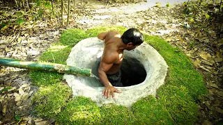 I Survived 49 Days Building an Underground Tunnel Hut with Water Slide Pool