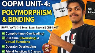 Polymorphism Virtual Functions Operator Overloading RGPV 3rd Sem IMP OOPM Unit-4 ONE SHOT