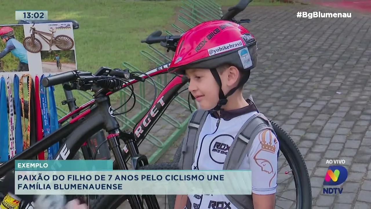 Paixão do filho de 7 anos pelo ciclismo une família blumenauense