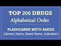 Top 200 Drugs Flashcards with in Alphabetical Order - PTCE PTCB Pharmacy Technician Test Prep