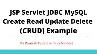 JSP Servlet JDBC MySQL Create Read Update Delete CRUD Example