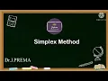 Operation Research Simplex Method in Tamil By Dr J Prema