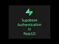 Supabase Authentication in ReactJS