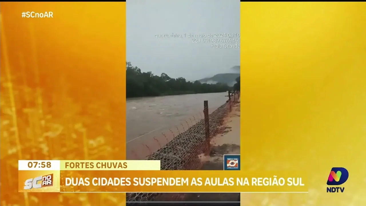 Duas cidades da região sul suspendem as aulas devido as fortes chuvas