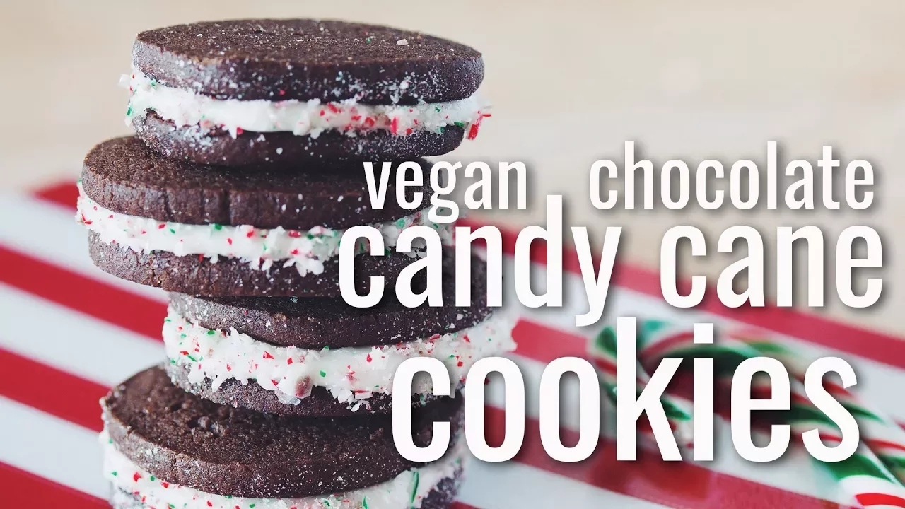 vegan chocolate candy cane cookies (Kin Community Cookie Collab)   hot for food