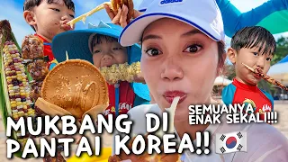 PERTAMA KALI MUKBANG DI PANTAI KOREA BARENG ANAK ANAK 🇰🇷🇮🇩