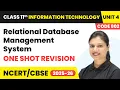 Relational Database Management System - One Shot Revision Class 11 IT Unit 4 Code 802 Part B