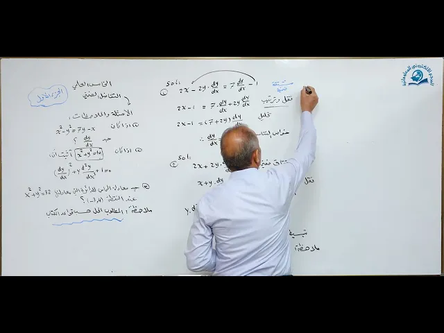 مادة الرياضيات للصف الخامس الاعدادي : التفاضل الضمني الامثلة والملاحظات الجزء الاول