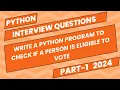 Write a Python program to check if a person is eligible to vote Jyoti Python Lab