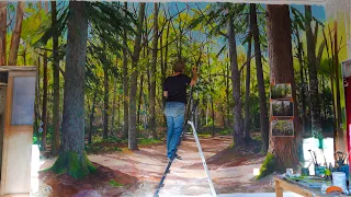 Painting the biggest forest mural in France.