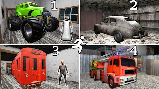 Granny 1 2 3 4 Escape With All Super Vehicles vs Grannys family - Gameplay Animation (fun mix 7)