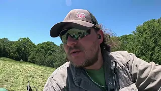 Bush hogging the pastures Oliver 1800A bush hogging