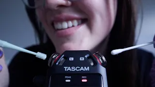 ASMR Gently Touching & Cleaning Your Ears - tascam, tongue clicking