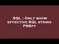 SQL Only show effective SQL string P6Spy