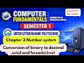 Conversion of Binary to Decimal Octal Hexadecimal Computer Fundamentals Polytechnic 1st Sem