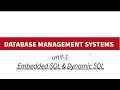 Embedded SQL And Dynamic SQL in tamil unit - 1 cse sem