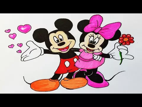 Download MP3 How To Draw Mickey Mouse And Minnie Mouse.Step by step(easy draw)