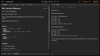 Daily Leetcode Challenge with Leet Logics 389 Find the Difference Easy Explanation Sum