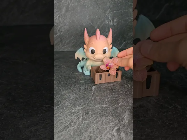 Baby dragon with a treasure chest video thumbnail