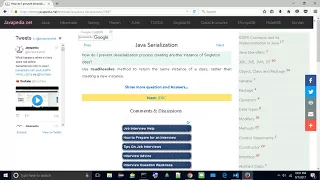 How do I prevent deserialization in creating another instance of Singleton class javapedia net