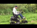 Ryobi RM480EX electric riding mower cutting tall grass