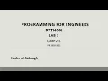 COMP215 Programming for Engineers Lab 3 Python