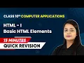 15 Minutes Masterclass Quick Revision of Basic HTML Elements Class 10th Computer Applications