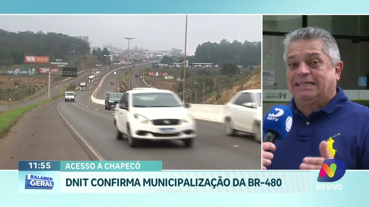 Municipalização da BR-480 em Chapecó: DNIT confirma repasse após 2 anos do pedidos