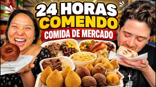 24 HORAS só COMENDO COMIDA DO MERCADO | Jeru e Cheru