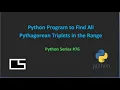 Python Program to Find All Pythagorean Triplets in the Range CodingwithShameera1