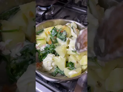 papas cremosas con espinaca