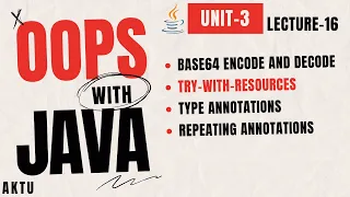Lecture 16 Unit-3 Aktu OOPs With Java Base64 Encode Decode Annotation 4th sem BCS-403