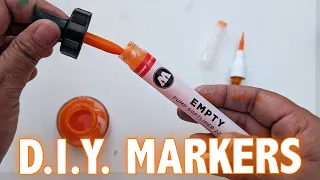 DIY Acrylic Brush Markers how to refill your Posca and Molotow markers Molotow markers review