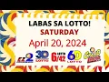 Labas sa Lotto Saturday April 20 2024 EZ2 2D 3D 6D LOTTO PCSO