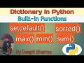Dictionary in Python Built-in Functions of Dictionary Python Tutorial Class XI CS IP