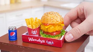 🍔 So Cheesy Mini Wendy's Chicken Burger & Fries Recipe | ASMR Cooking Mini Real Food