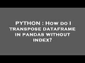 PYTHON How do I transpose dataframe in pandas without index